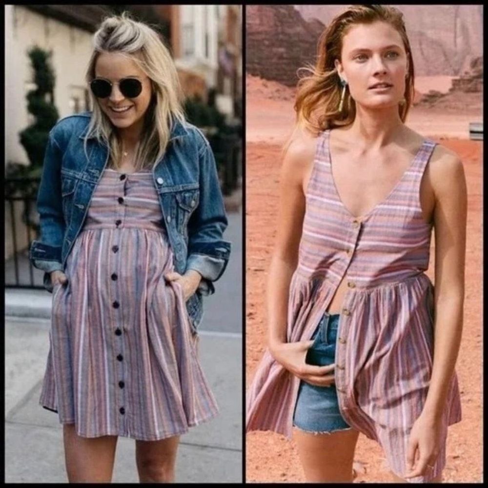 Madewell small Scoopneck Tank Dress in Rainbow Stripe lined